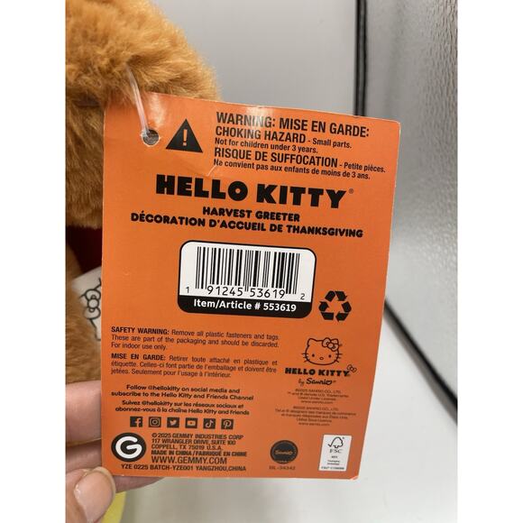Hello Kitty Turkey Costume Thanksgiving Harvest Greeter - 18" Plush NEW With Tag - Picture 5 of 8